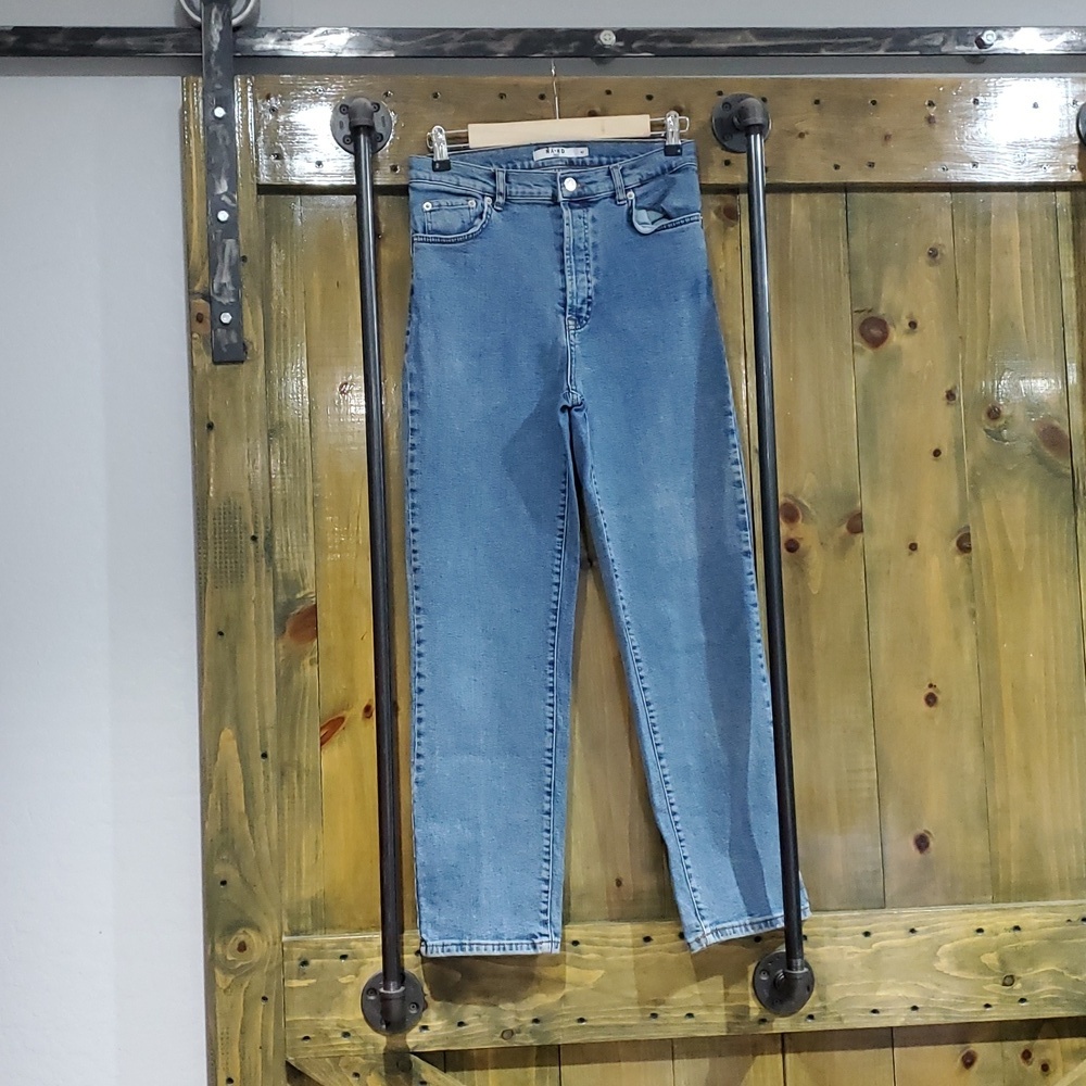 NA-KD Blue Denim Jeans Stretch Button Fly High Rise